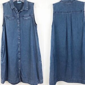 J. McLaughlin Denim Dress Button Front Sleeveless Lightweight Size Small